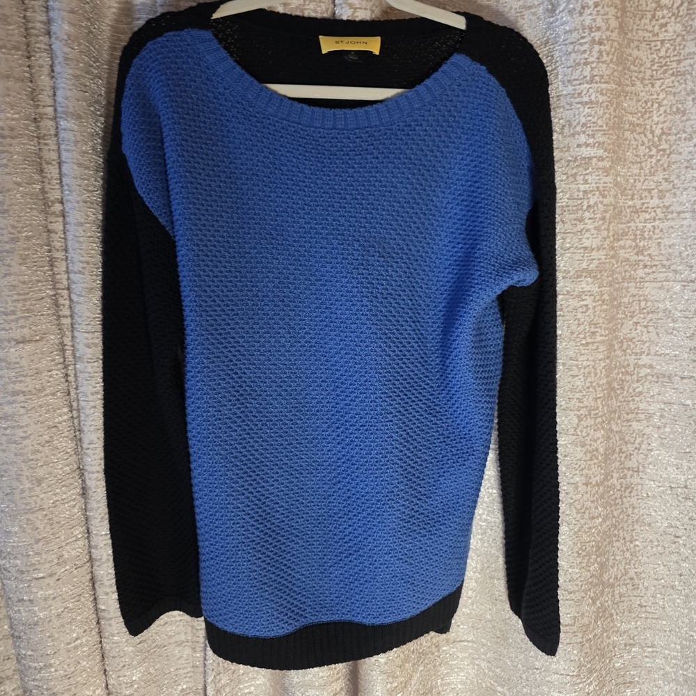 St. John Black and Blue Knit Top